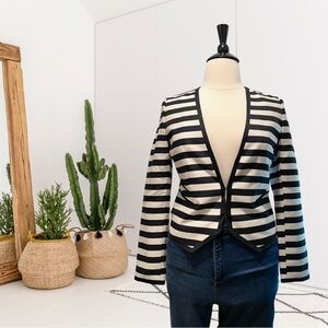 Ann Taylor Striped Hook Eye Closure Blazer Jacket